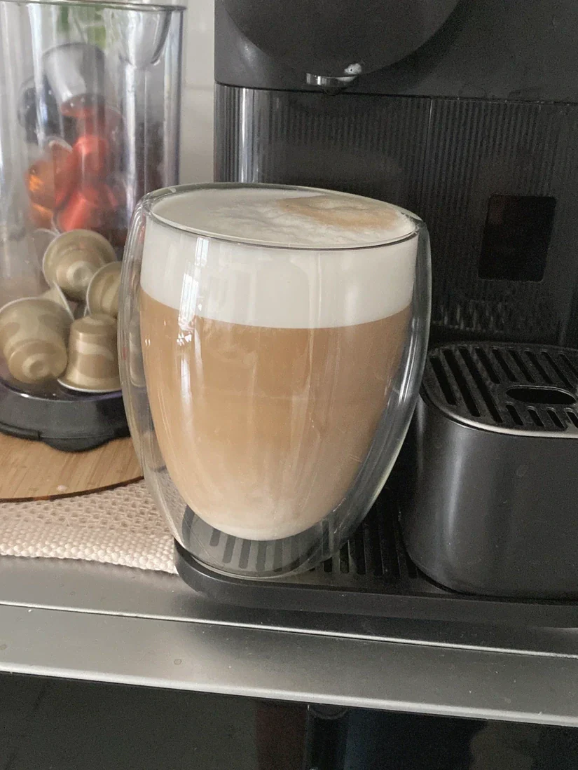 A latte at Tony's coffee machine