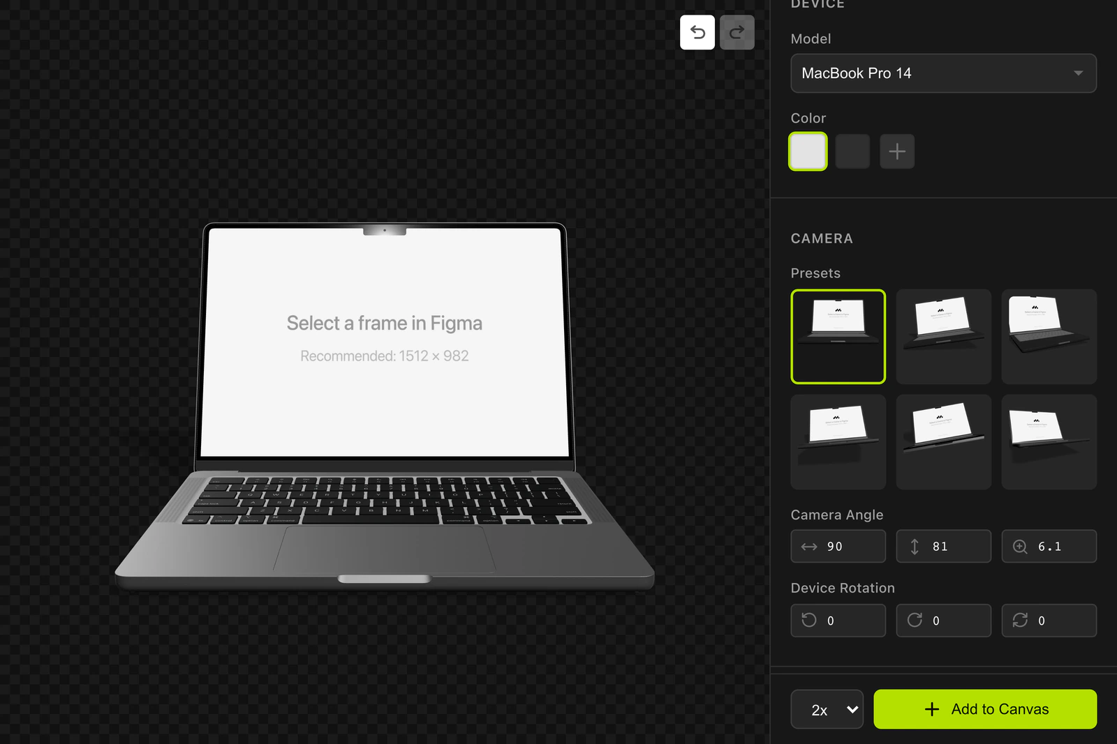 The plugin on 18 January with the MacBook: its six presets