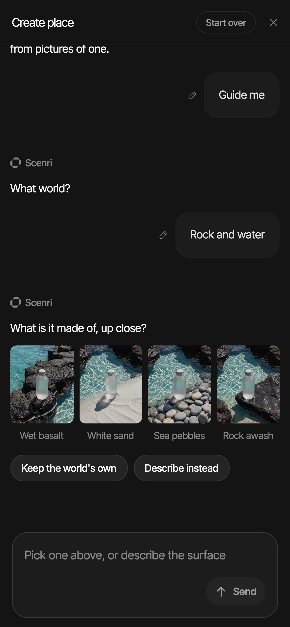 Making a place in 0.22: What is it made of, up close? with four pictured surfaces